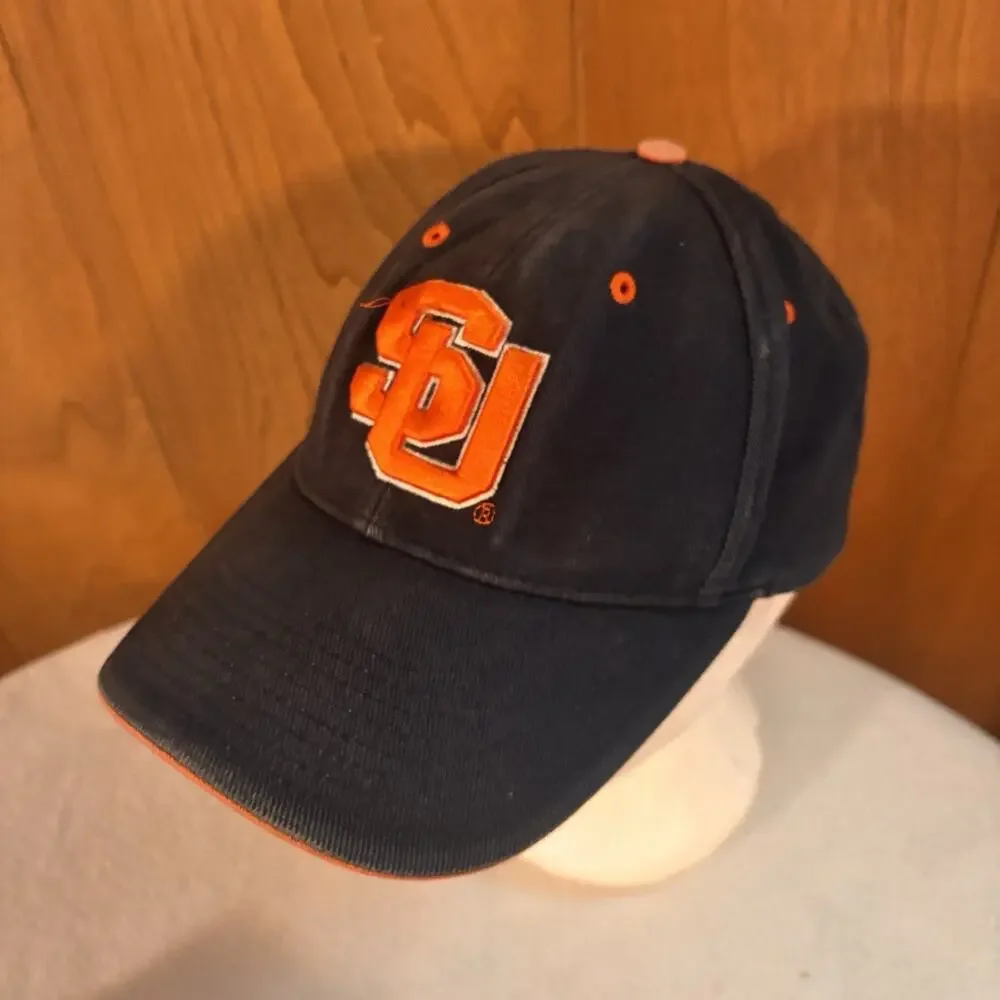 Vintage Syracuse Orangemen SU Navy Blue Orange Signatures Cap Hat